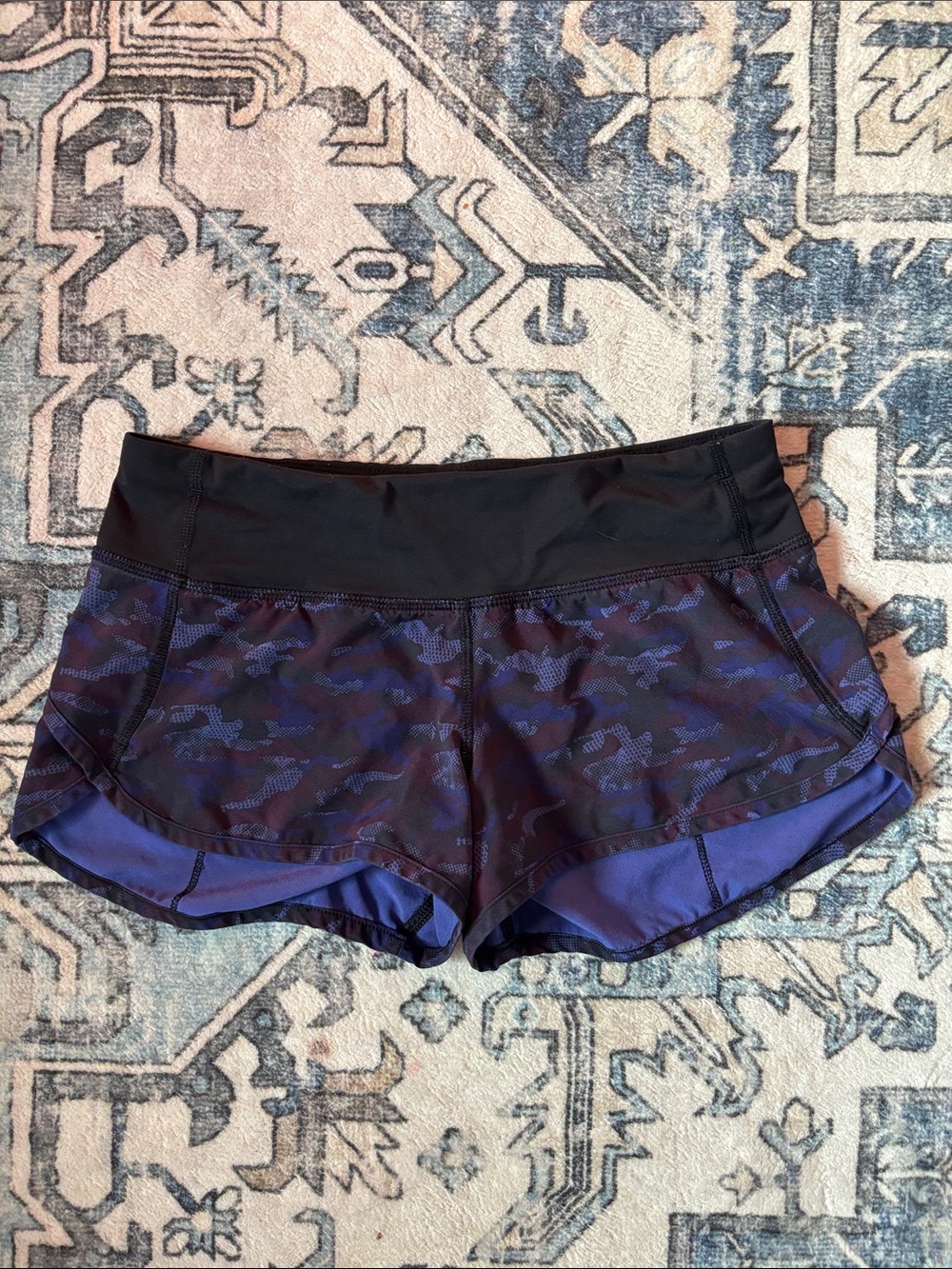 lululemon athletica Black and Purple Camo Speedup shorts